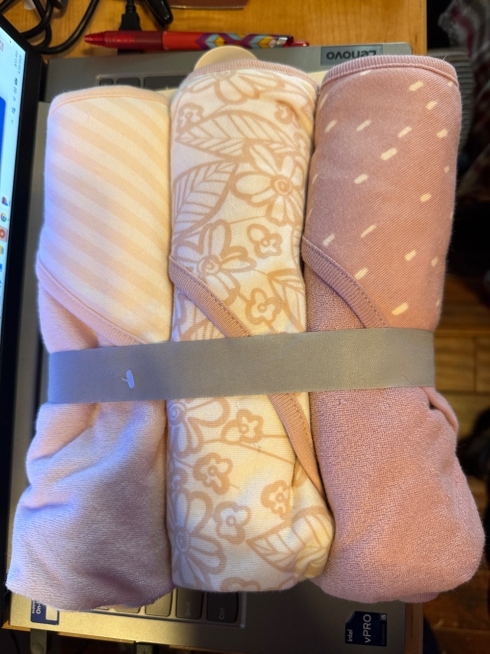 Set of 3 Pink Baby Swaddle Blankets - Floral & Dot Prints